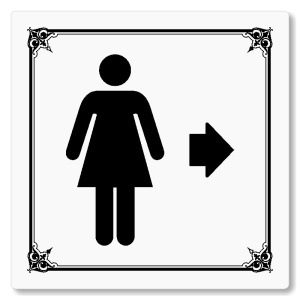WC ženy vpravo, 100x100mm, bílá, Nebraska